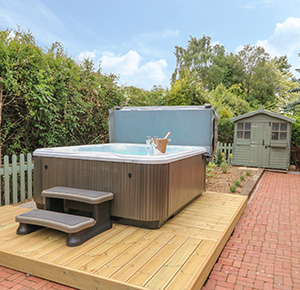 The hot tub, with Champagne at the ready, awaits you at The Hen House in Staffordshire